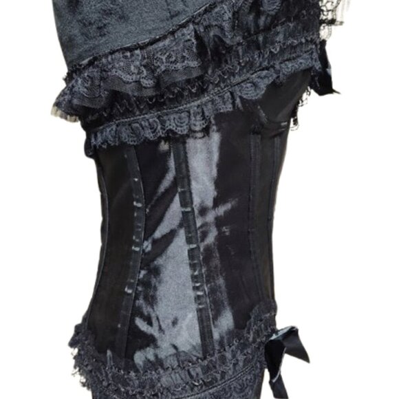 Velvet Kitten by Lingerie Diva Black Lace Back Side Snaps Corset Size Large - Picture 6 of 11